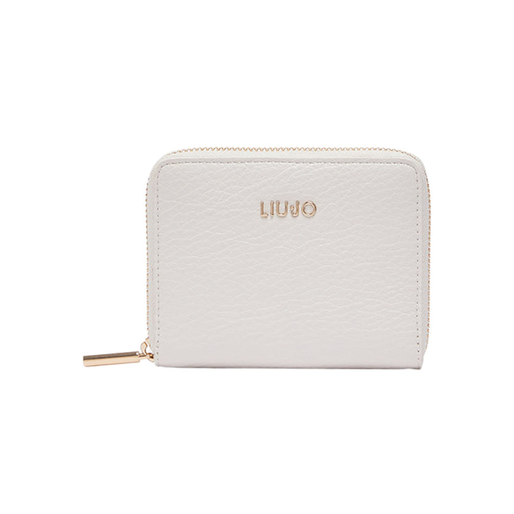 Portafoglio Donna Bianco compatto, dall'effetto bottalato, con interno a contrasto