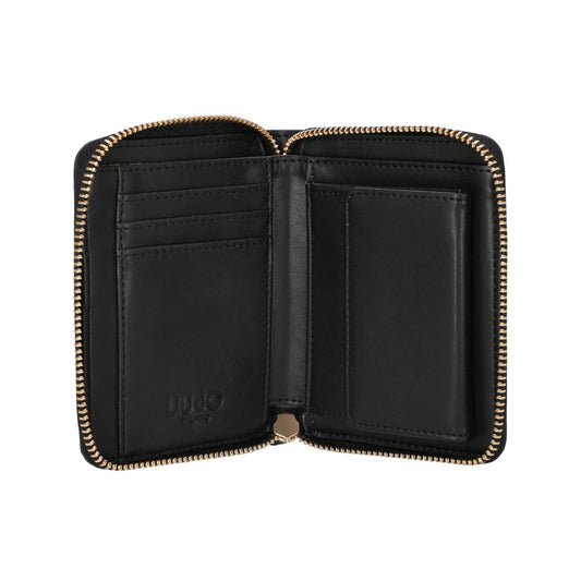 Portafoglio Donna in ecopelle Nera, con logo in rilievo e tasca interna per monete