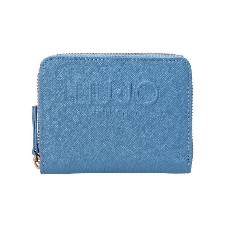 Portafoglio Donna Azzurro, compatto, in ecopelle, con tasca interna per monete