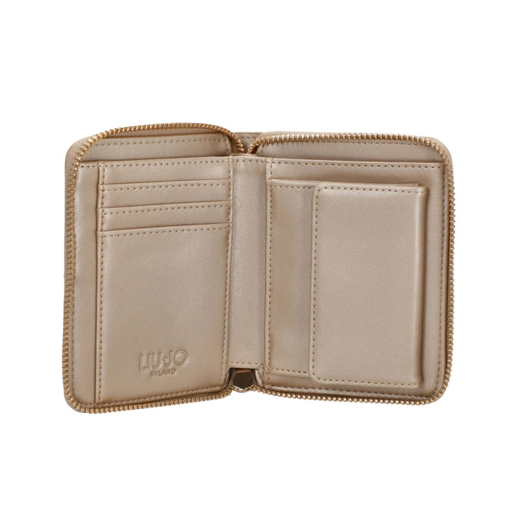 Portafoglio Donna Oro con logo in rilievo e tasca interna per monete