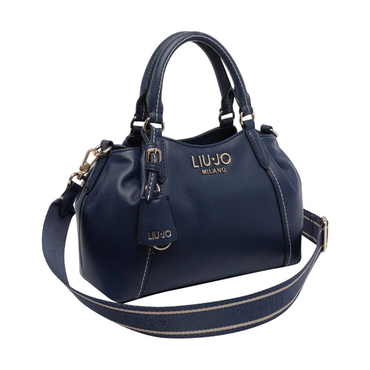 Borsa a mano blu in ecopelle