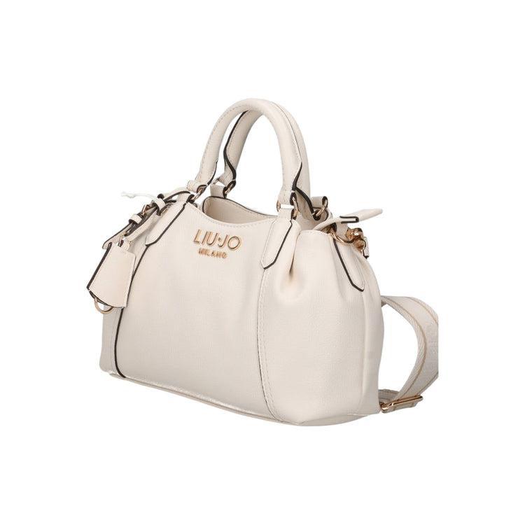 Borsa beige in ecopelle con dettagli oro