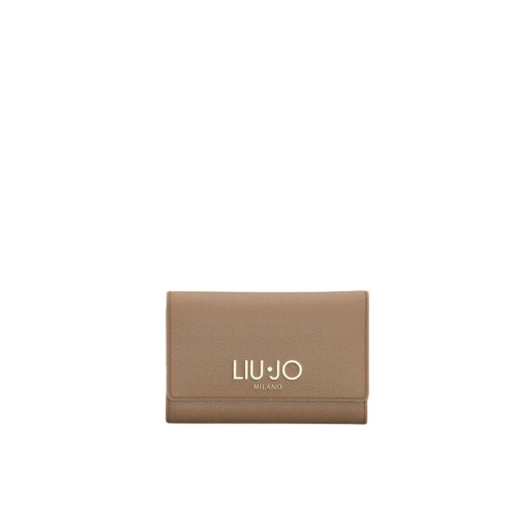 Portafoglio Donna Beige, con numerosi slot e bottone
