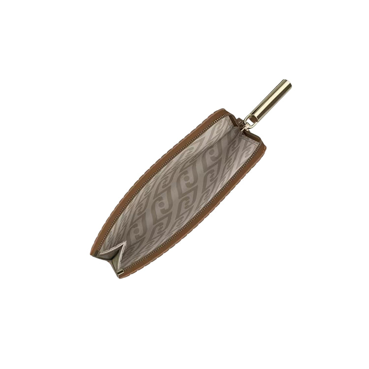 Portacarte marrone con dettagli dorati