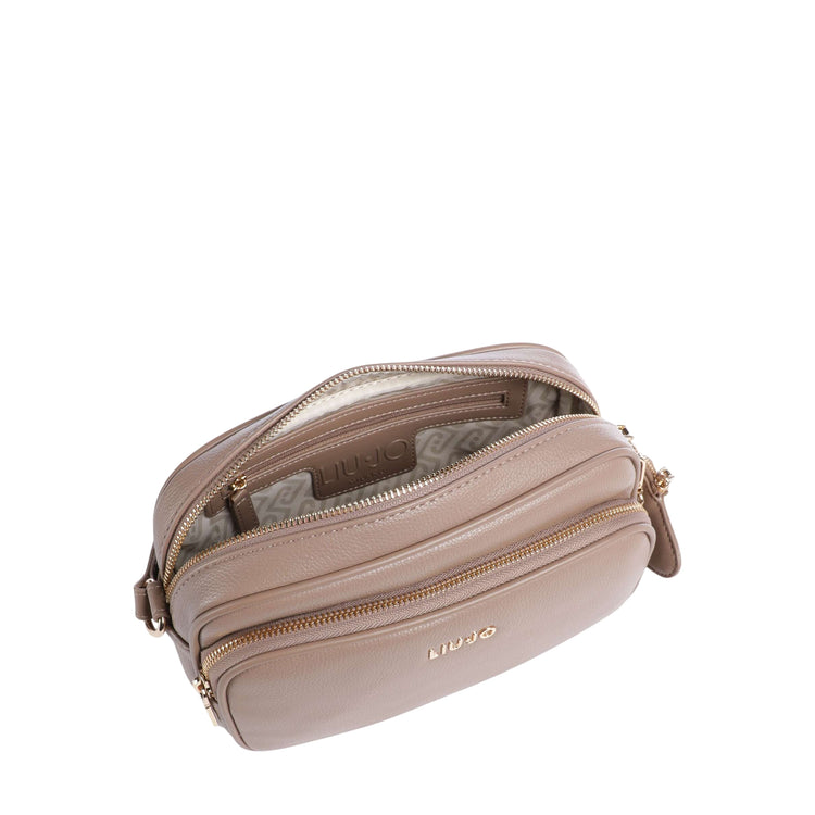 Borsa a tracolla mocha con finiture in metallo dorato