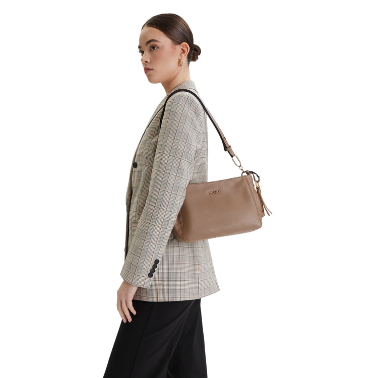 Borsa a tracolla marrone in ecopelle