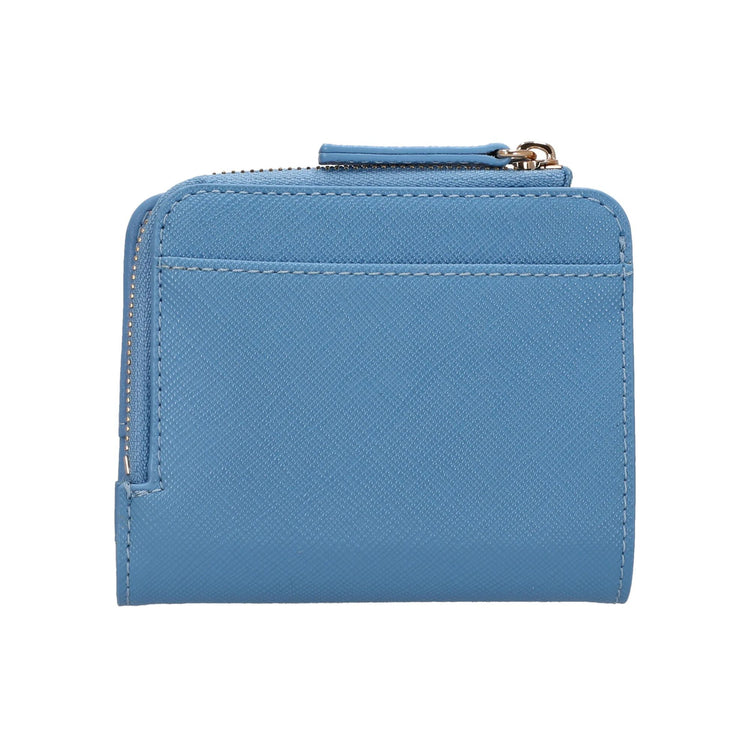 Portafoglio Donna Azzurro compatto, con numerosi slot per carte e scomparto per banconote