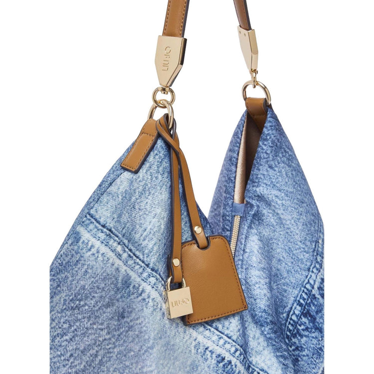 Borsa a Spalla da Donna con stampa Denim