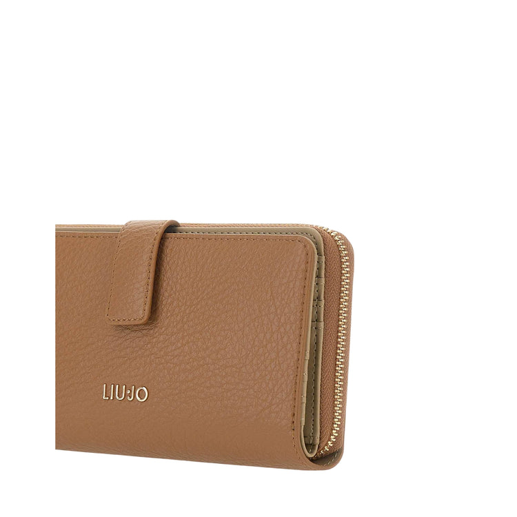 Portafoglio grande nocciola effetto martellato