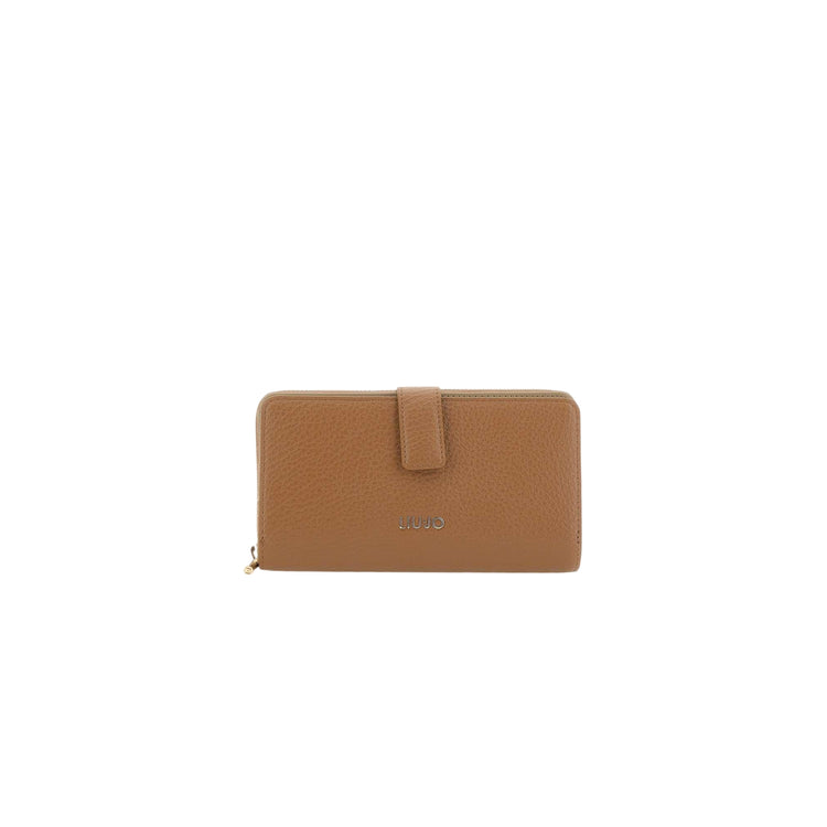 Portafoglio grande nocciola effetto martellato