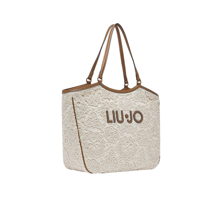 Borsa tote grande in pizzo con logo