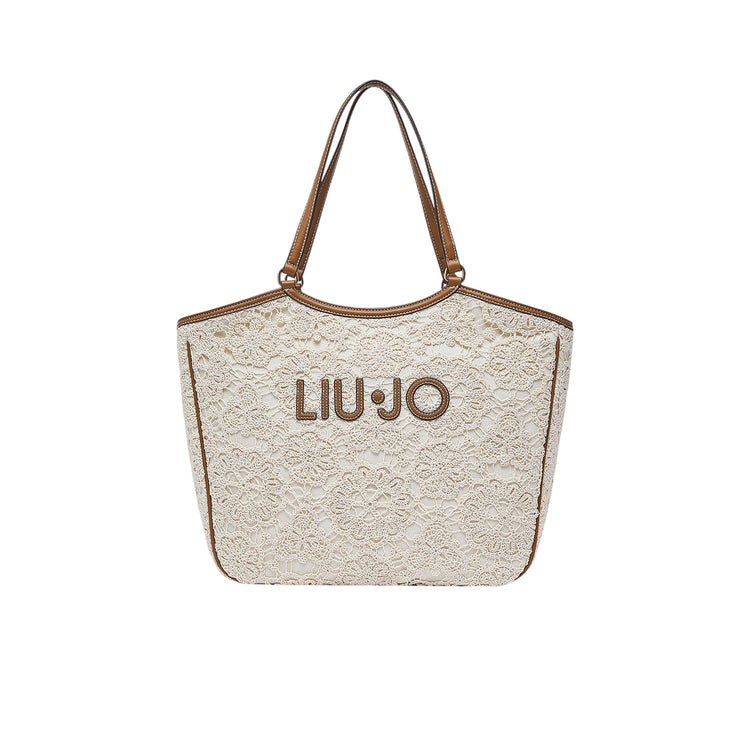 Borsa tote grande in pizzo con logo