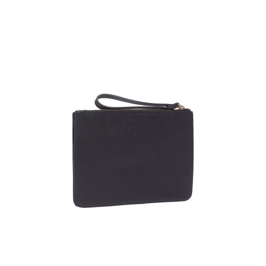 Pochette media da donna nera con zip retro