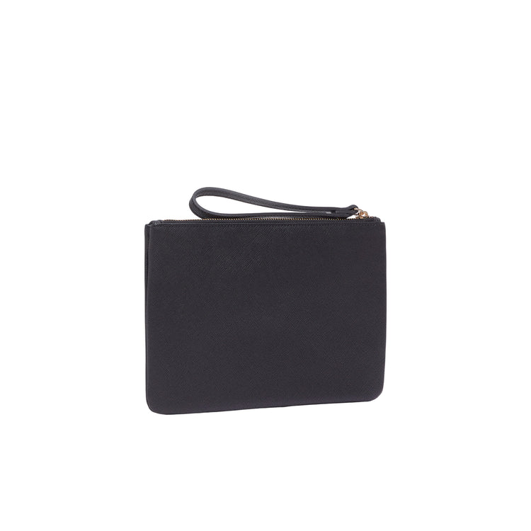 Pochette media da donna nera con zip retro