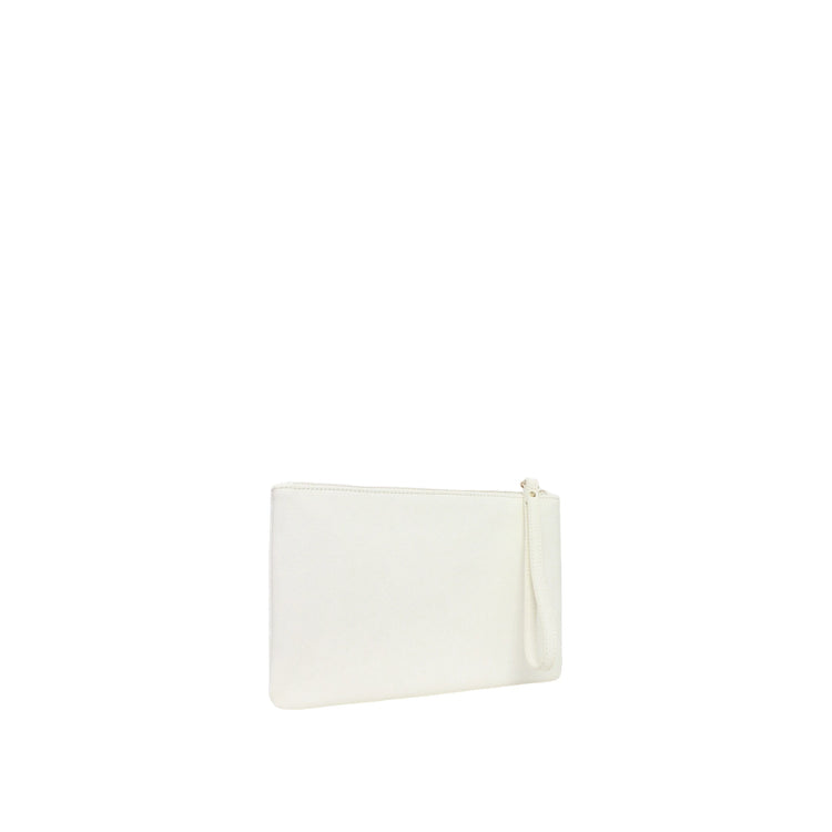 Pochette Donna media con zip e logo Bianco retro