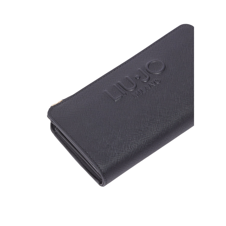 Portafoglio grande Donna con zip Nero