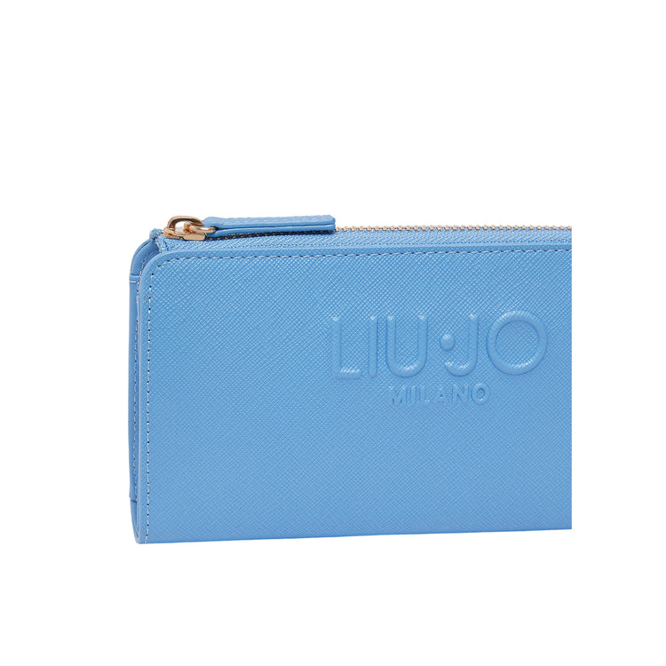 Portafoglio grande Donna con zip Azzurro