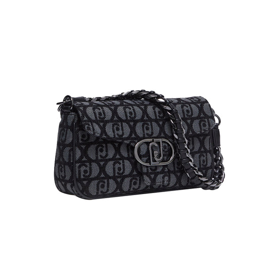 Borsa a spalla Donna in tessuto jacquard nero