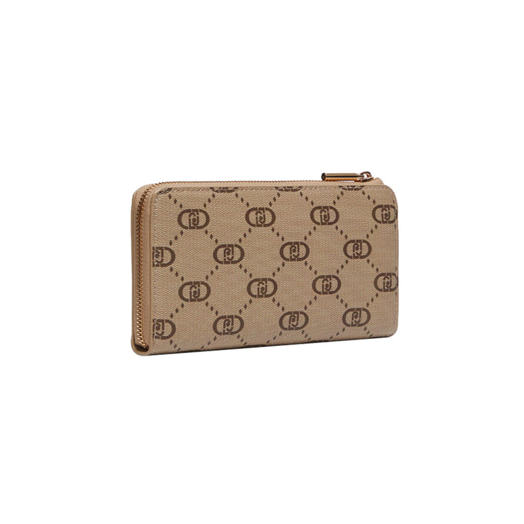 Portafoglio grande donna zip around beige