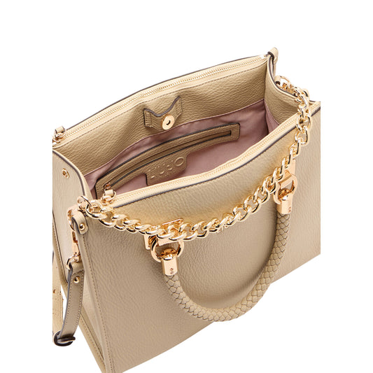 Borsa Donna satchel con manici intrecciati Oro interno
