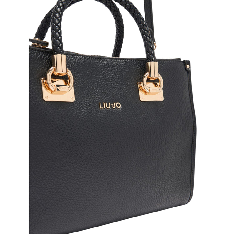 Borsa Donna satchel con manici intrecciati Nero