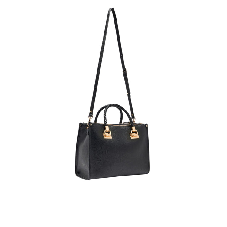 Borsa Donna satchel con manici intrecciati Nero retro
