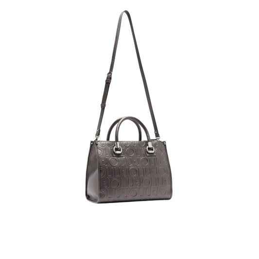 Borsa Donna satchel media con logo a rilievo Grigio retro