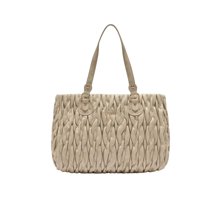 Shopping bag Donna media matelassé Beige