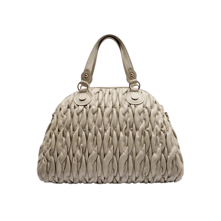 Borsa a mano media intrecciata Beige