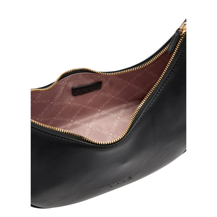 Borsa a spalla piccola con manico catena intrecciata Nero interno