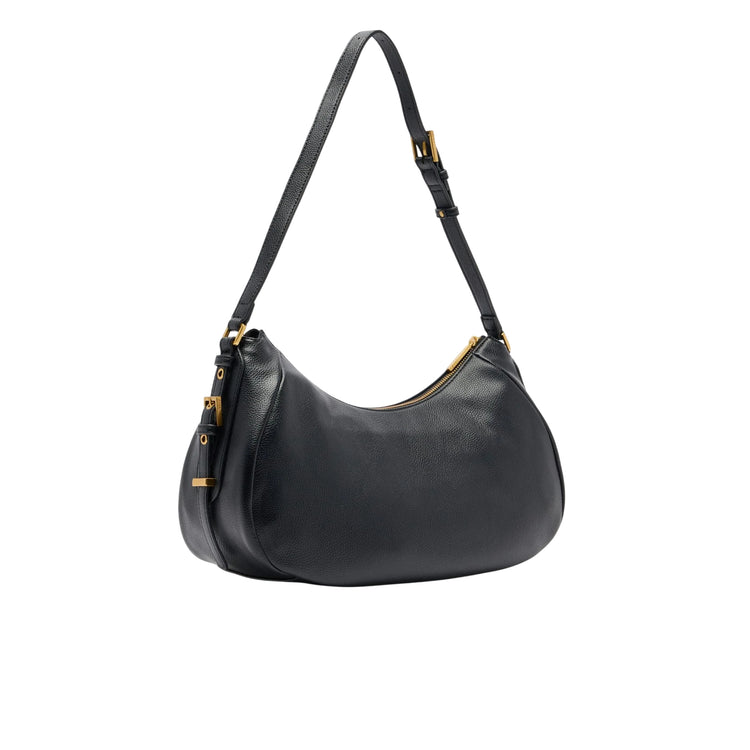 Borsa Donna Hobo media a mezzaluna Nero retro