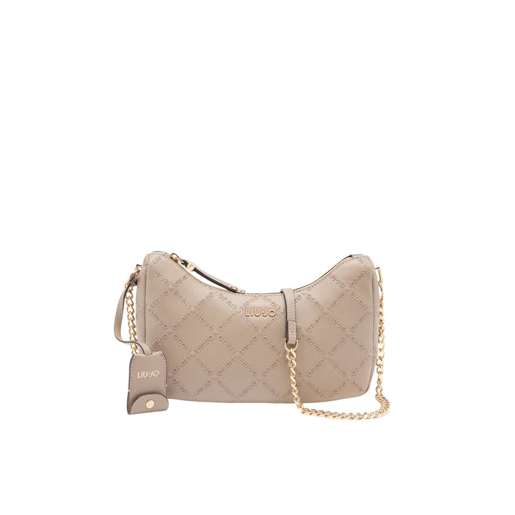 Borsa a tracolla oro con logo all over Beige