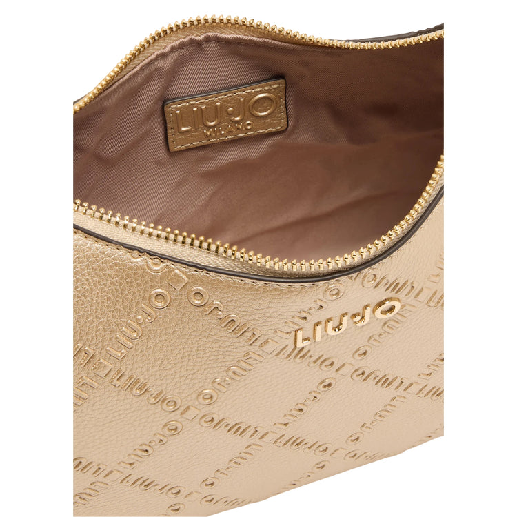 Borsa a tracolla oro con logo all over interno