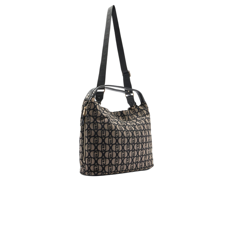 Borsa Shopping Grande con logo jacquard retro con tracolla