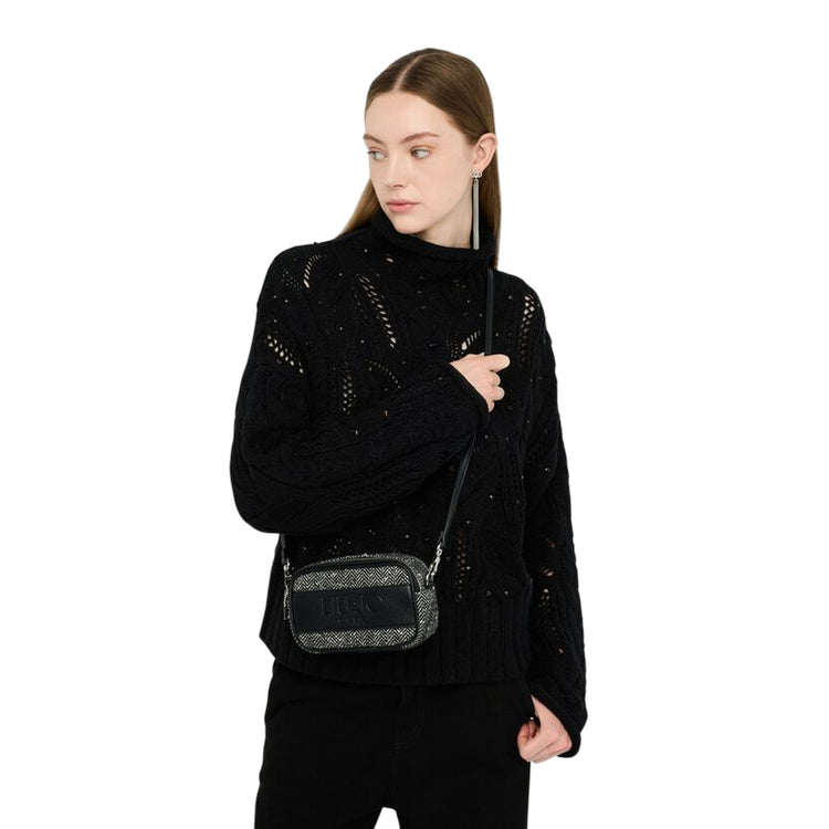 Borsa Donna a tracolla piccola chevron con paillettes su modella