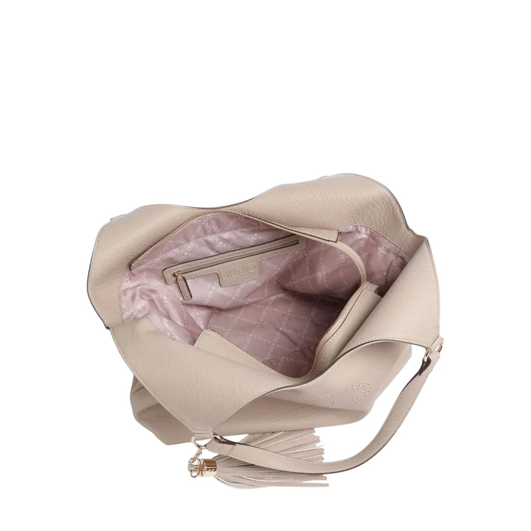Maxi Borsa Donna a spalla con nappa Beige interno