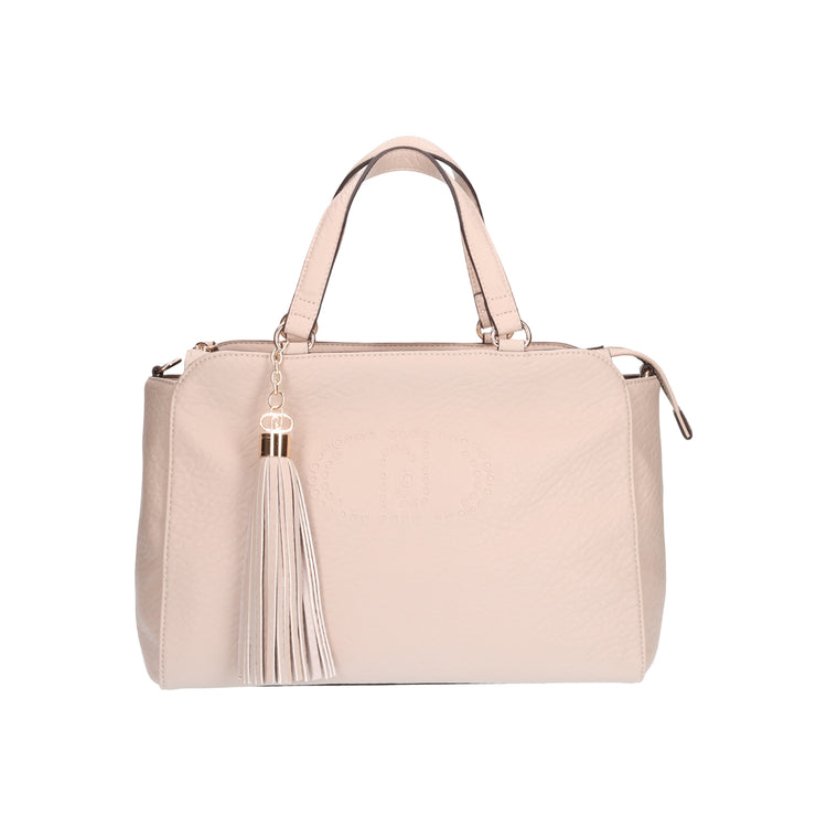 Borsa Donna a mano con logo e nappa beige