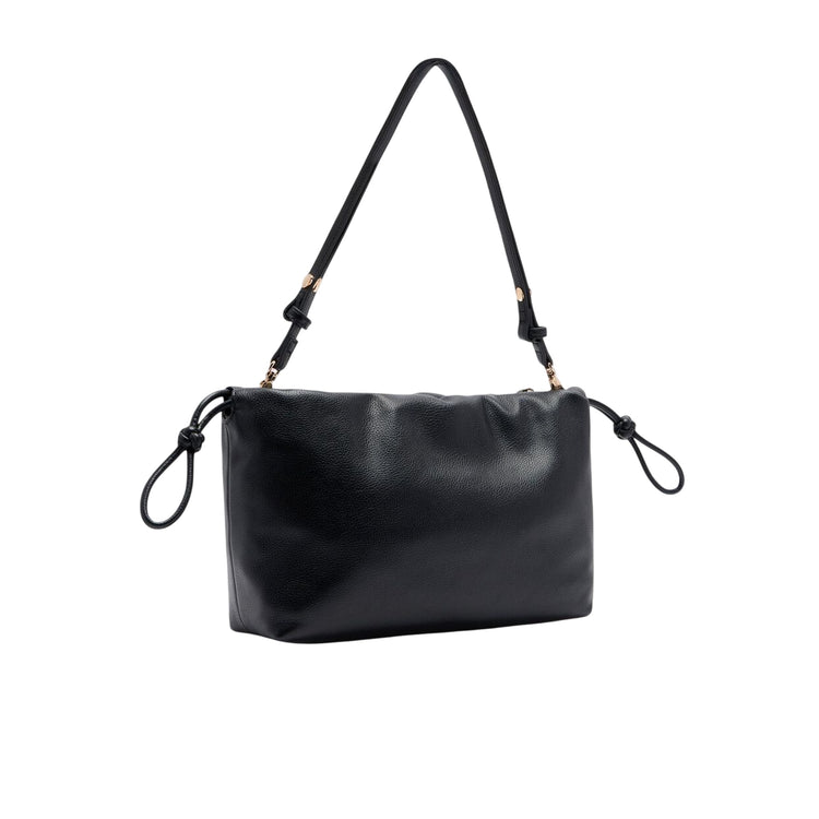Borsa a spalla media nera con catena retro
