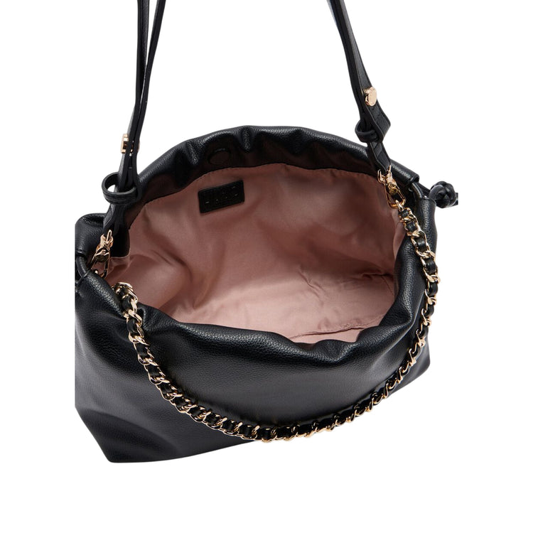 Borsa a spalla media nera con catena interno