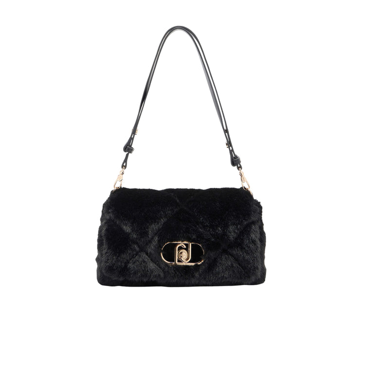 Borsa Donna LaPuffy media in pelliccia nera