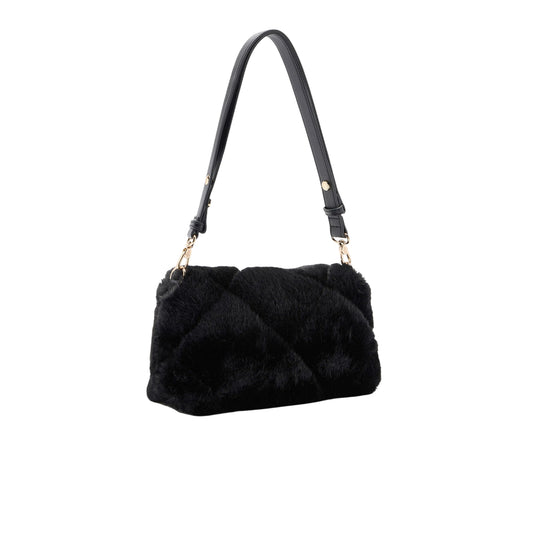 Borsa Donna LaPuffy media in pelliccia nera retro