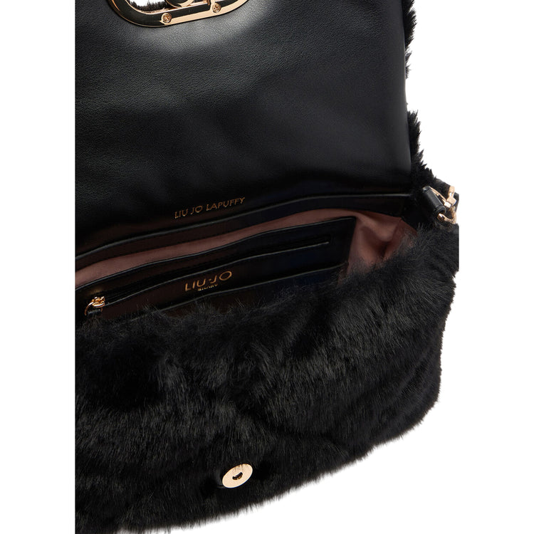 Borsa Donna LaPuffy media in pelliccia nera interno