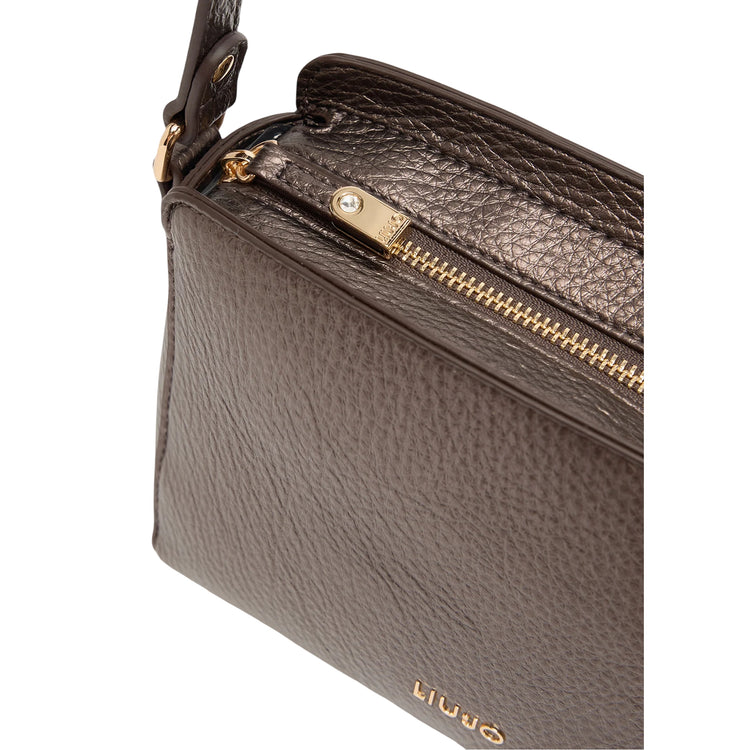 Mini Borsa a tracolla marrone metallizzato dettaglio