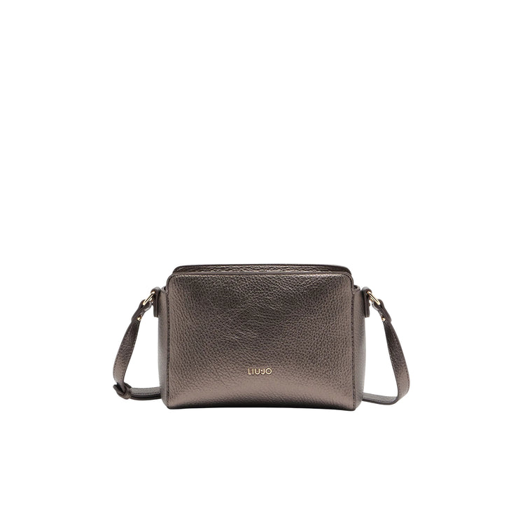 Mini Borsa a tracolla marrone metallizzato