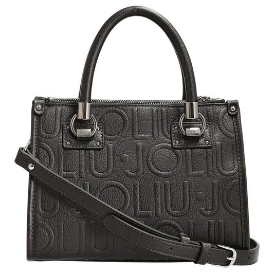 Borsa Donna con logo in rilievo all over grigio scuro retro