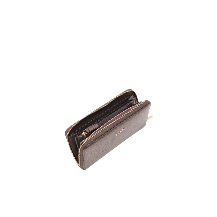 Portafoglio Donna grande zip around Marrone interno