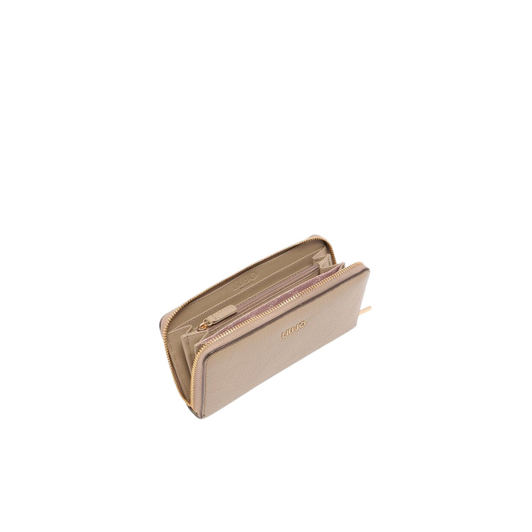 Portafoglio Donna grande zip around Beige interno