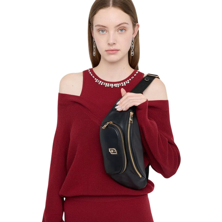 Marsupio Donna con cintura in gros grain Nero modella