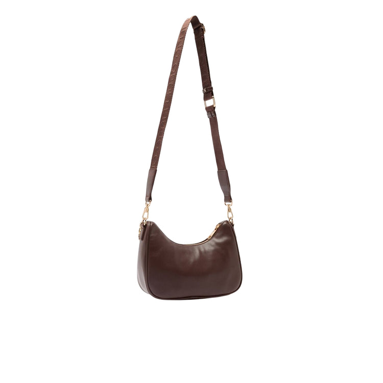 Borsa hobo piccola a tracolla marrone con catena retro