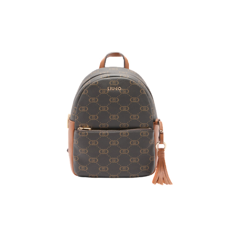 Zaino medio Donna marrone con logo all over